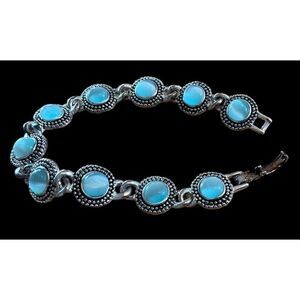 Silver Bracelet with Translucent Opalescent Stones